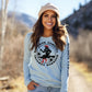Baby Blue Tee with Bourbon Cowgirl graphic