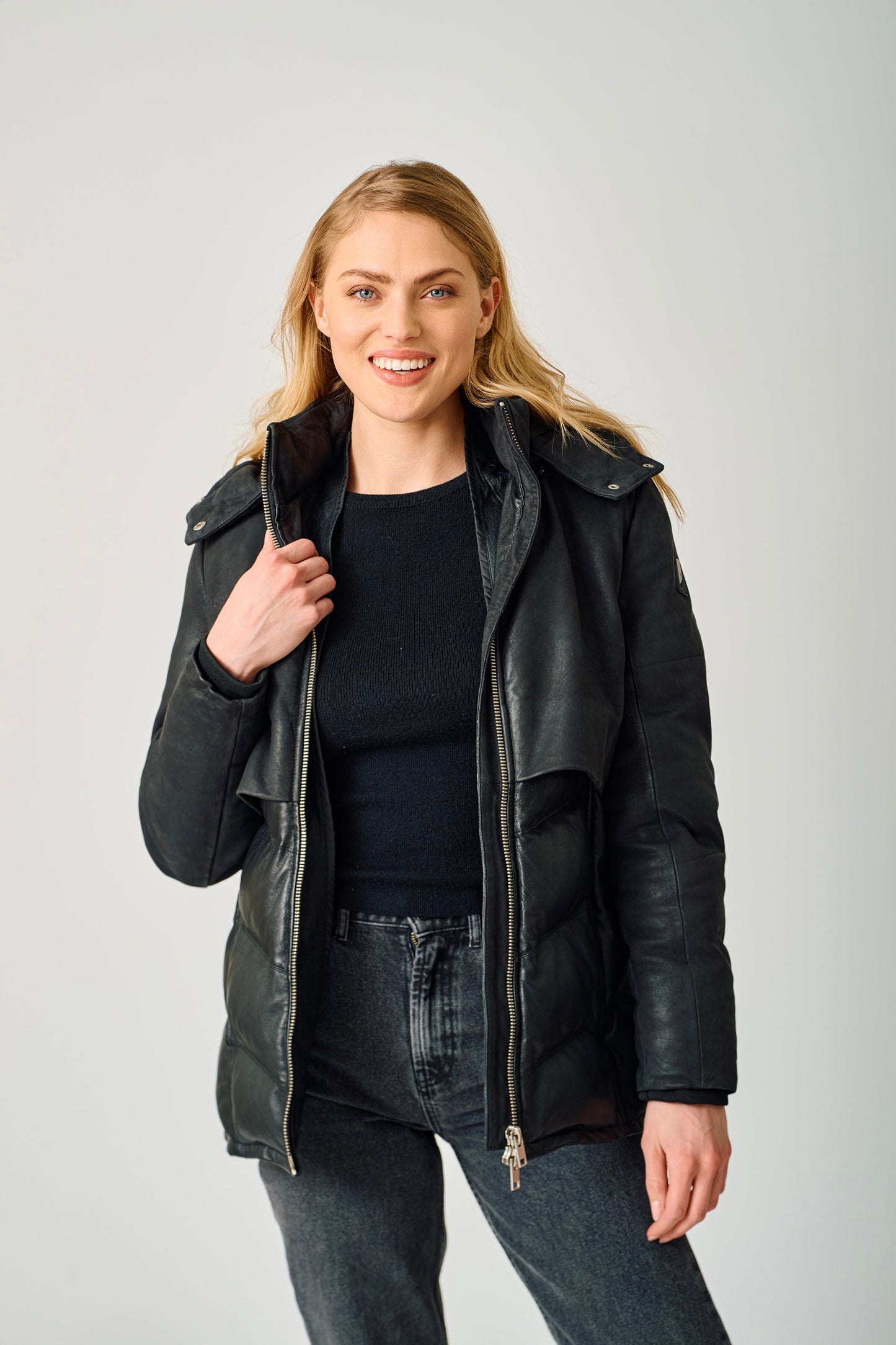 Belinda CF Leather Jacket, Anthracite