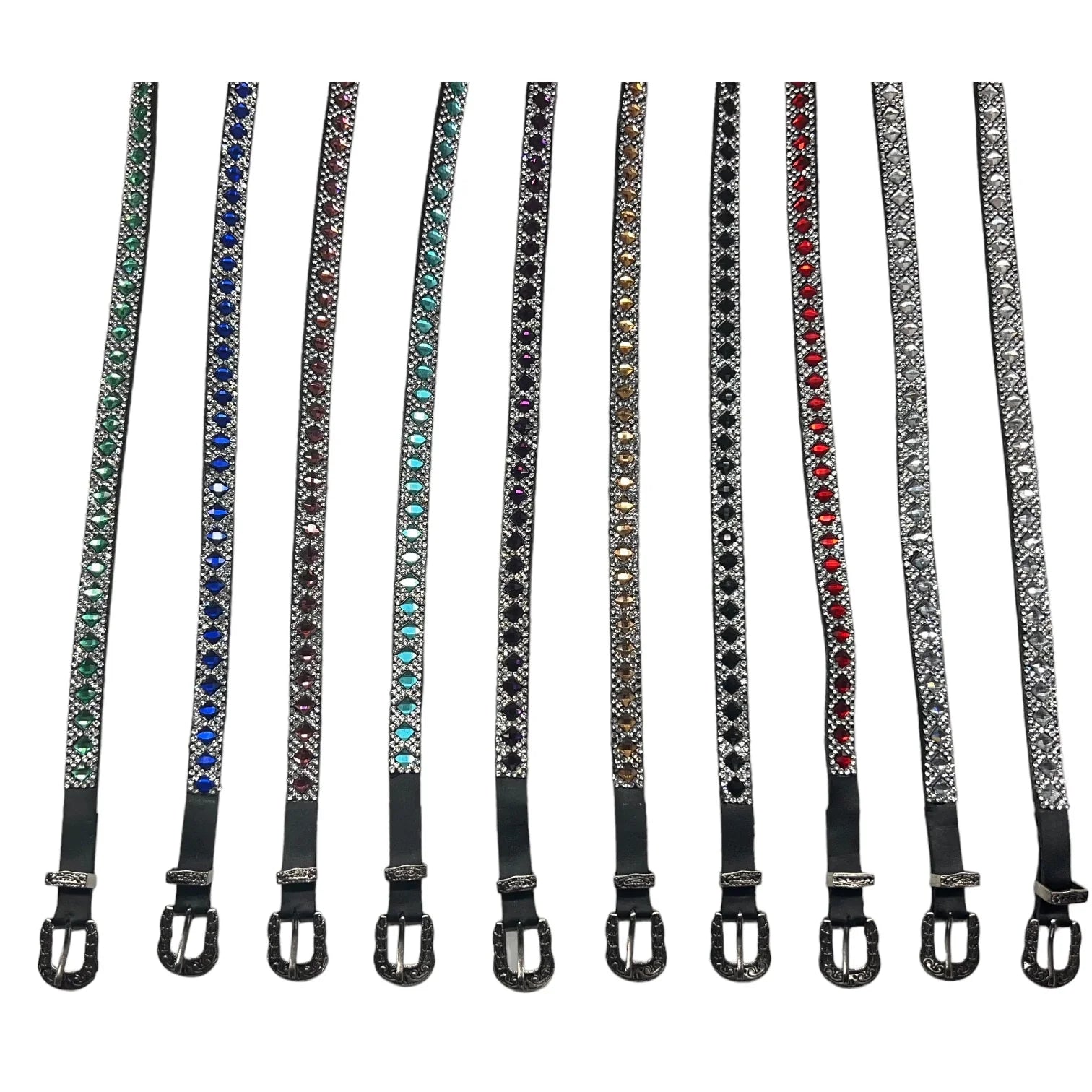 Bling Set of 10 Thin Jeweled Belts