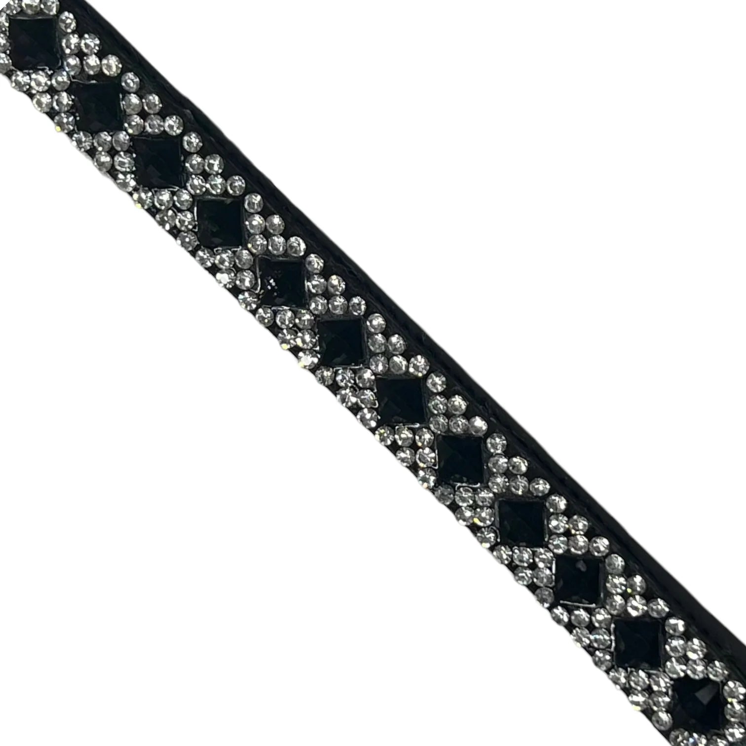 Black bling trim with square and round crystals