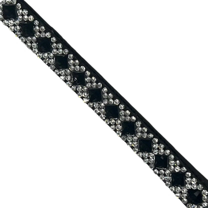 Black bling trim with square and round crystals
