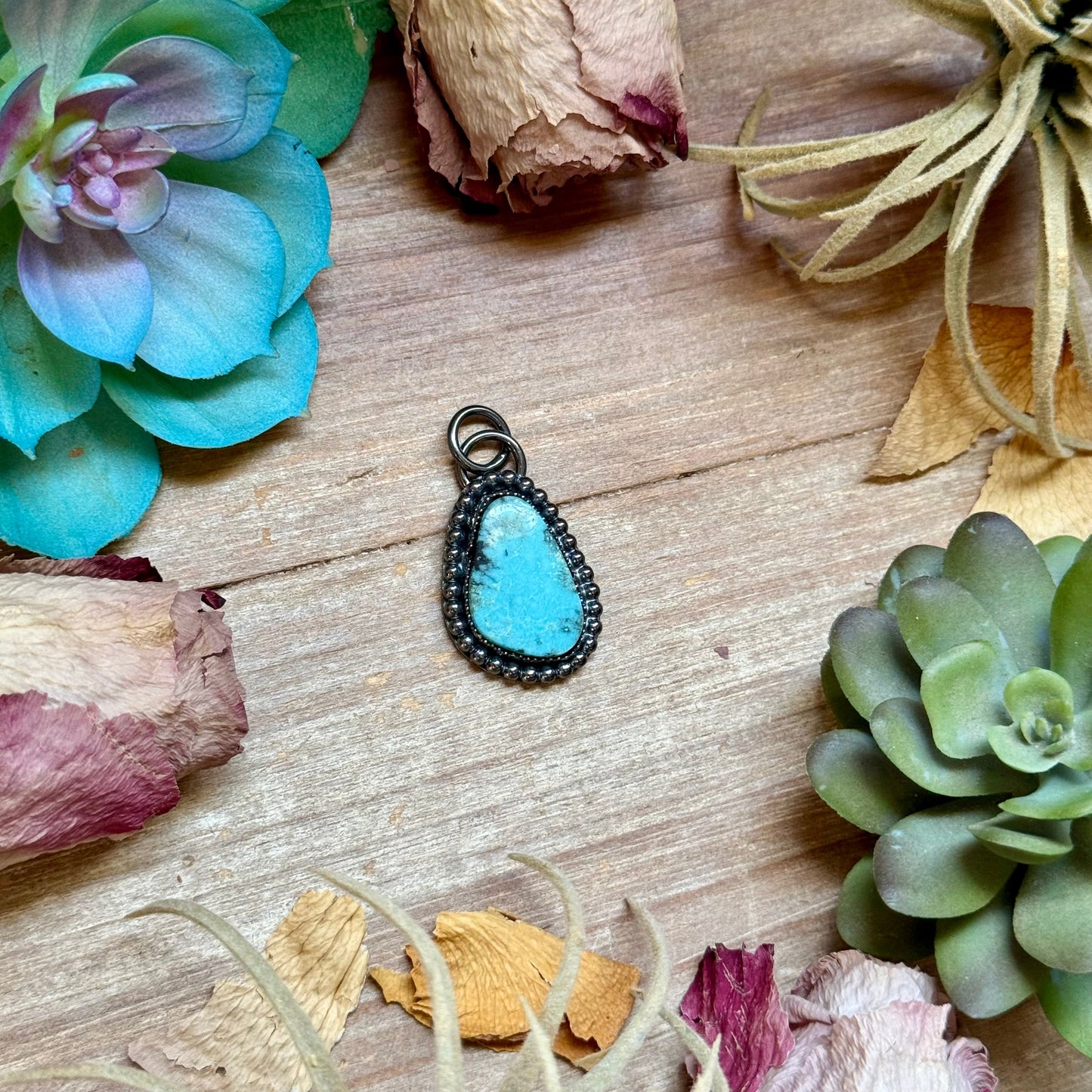 FREE Sterling Silver Necklace + MJ Freeform Bright Blue Turquoise Charm