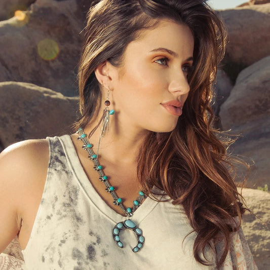 Woman wearing turquoise jewelry, lifestyle