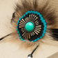 Cowboy hat with turquoise, gold and feather detail