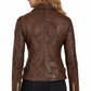 Maysie RF Leather Jacket, Brown