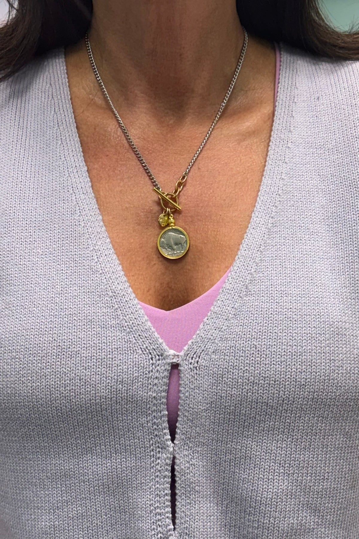 Authentic Buffalo Nickel Coin Necklace in Silver