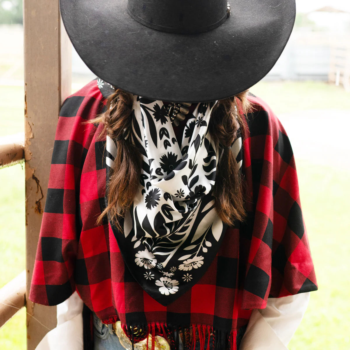 Señorita Black and White Wild Rag Scarf at Bourbon Cowgirl