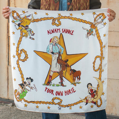 Cowgirl bandana with Always Saddle Your Own Horse design