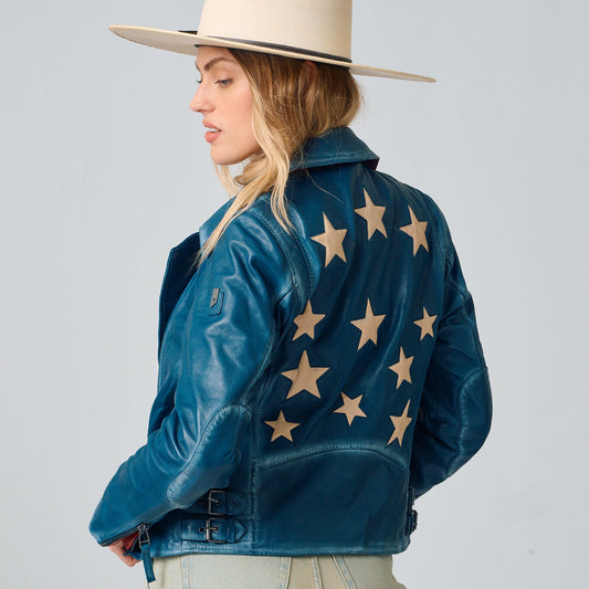 Christy RF Star Detail Leather Jacket