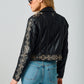 Cora RF Leather Jacket, Black