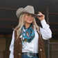 Cowgirl wearing hat and scarf