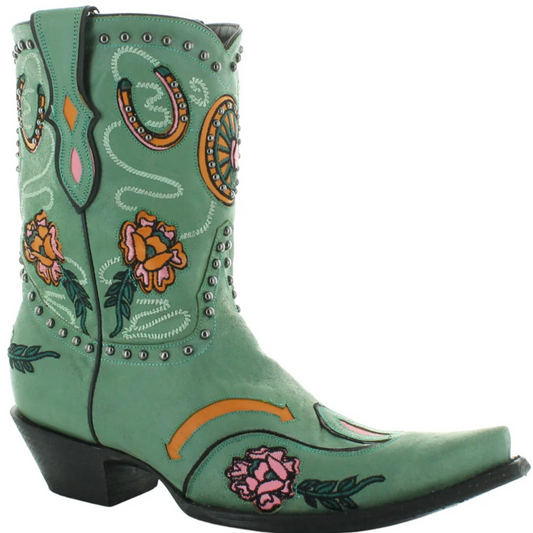 Old Gringo turquoise Wagon Wheels cowboy boot