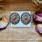 Large Concho Earrings with Red Spiny Oyster – Sterling Silver