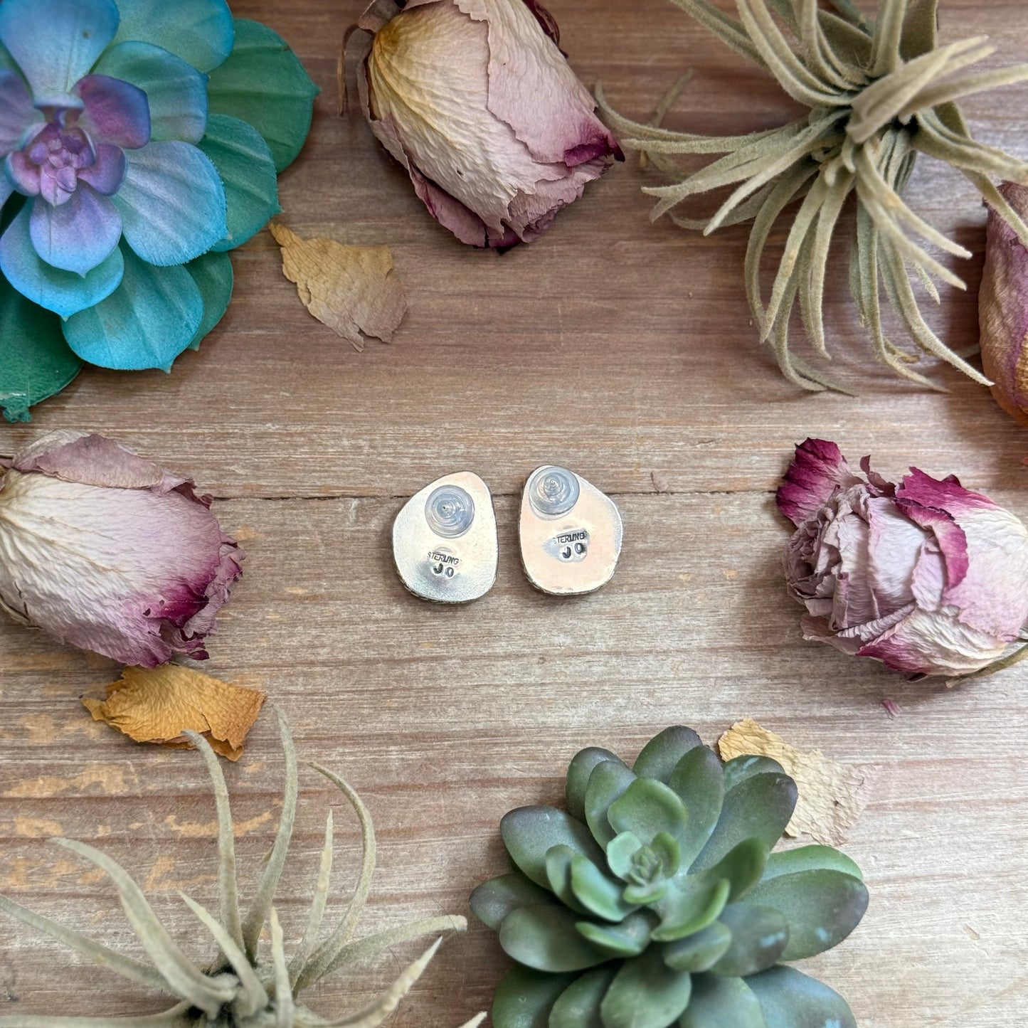 17 - Sterling Silver Sonoran Turquoise Stud Earrings by Jason Ogg