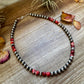 19 inch 8 mm Sterling Silver Pearls necklace with Red Spiny