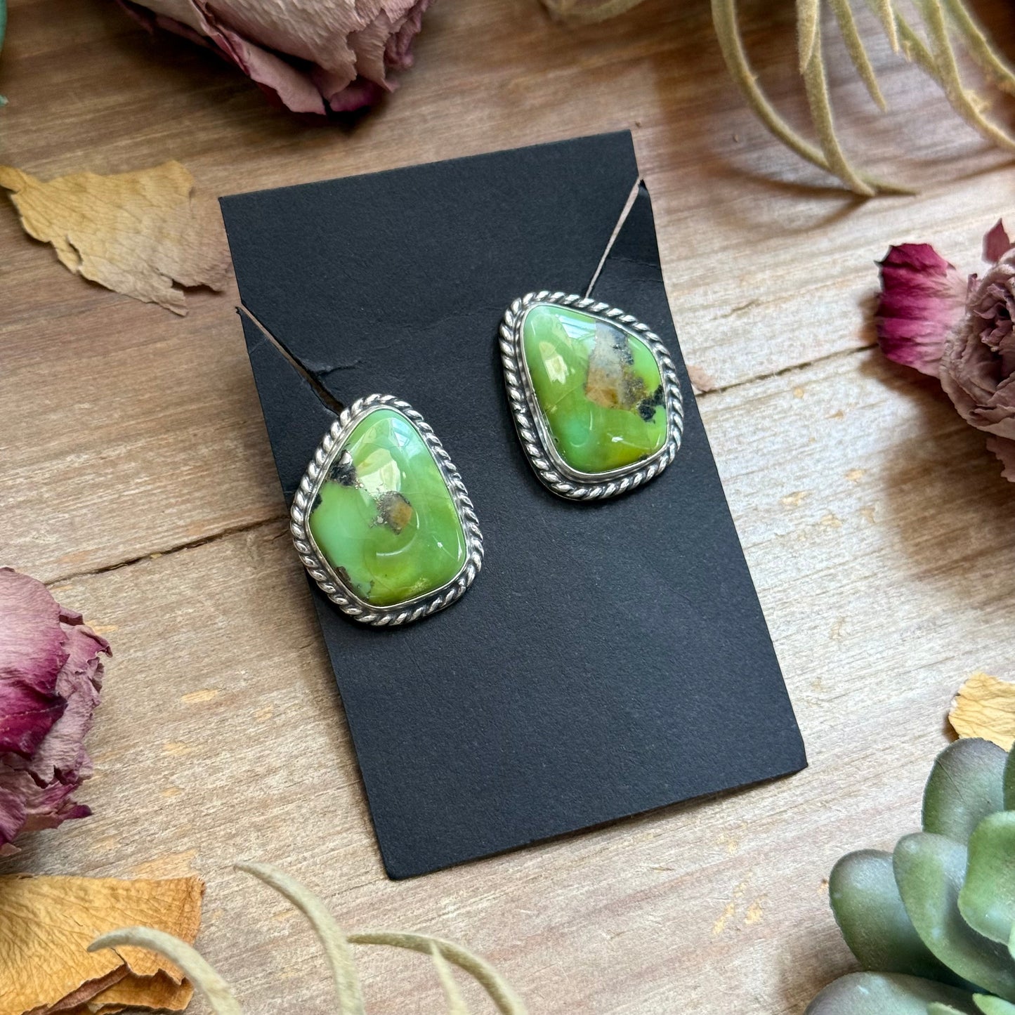 17 - Sterling Silver Sonoran Turquoise Stud Earrings by Jason Ogg