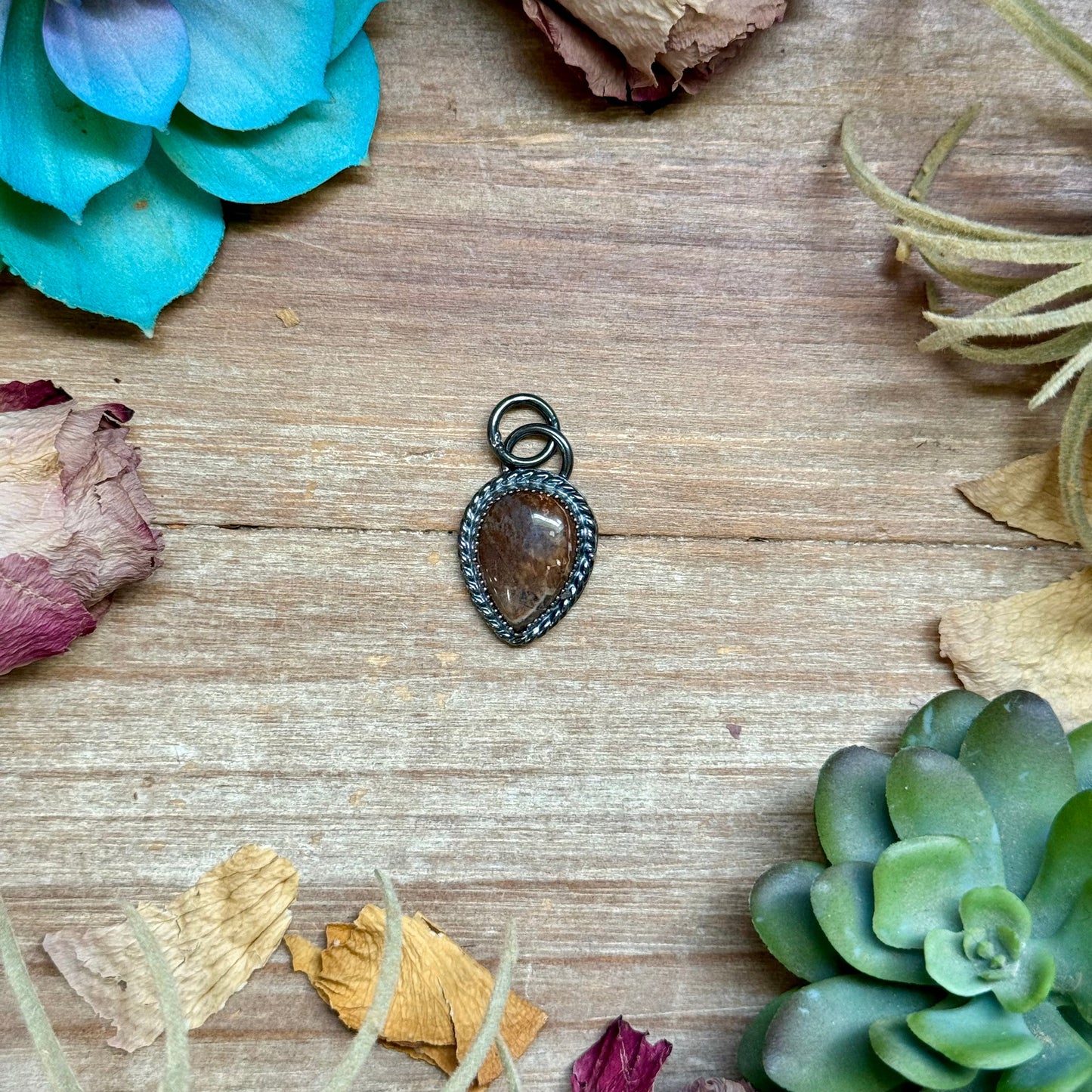 FREE Sterling Silver Necklace + MJ Brown Wild Horse Teardrop Charm