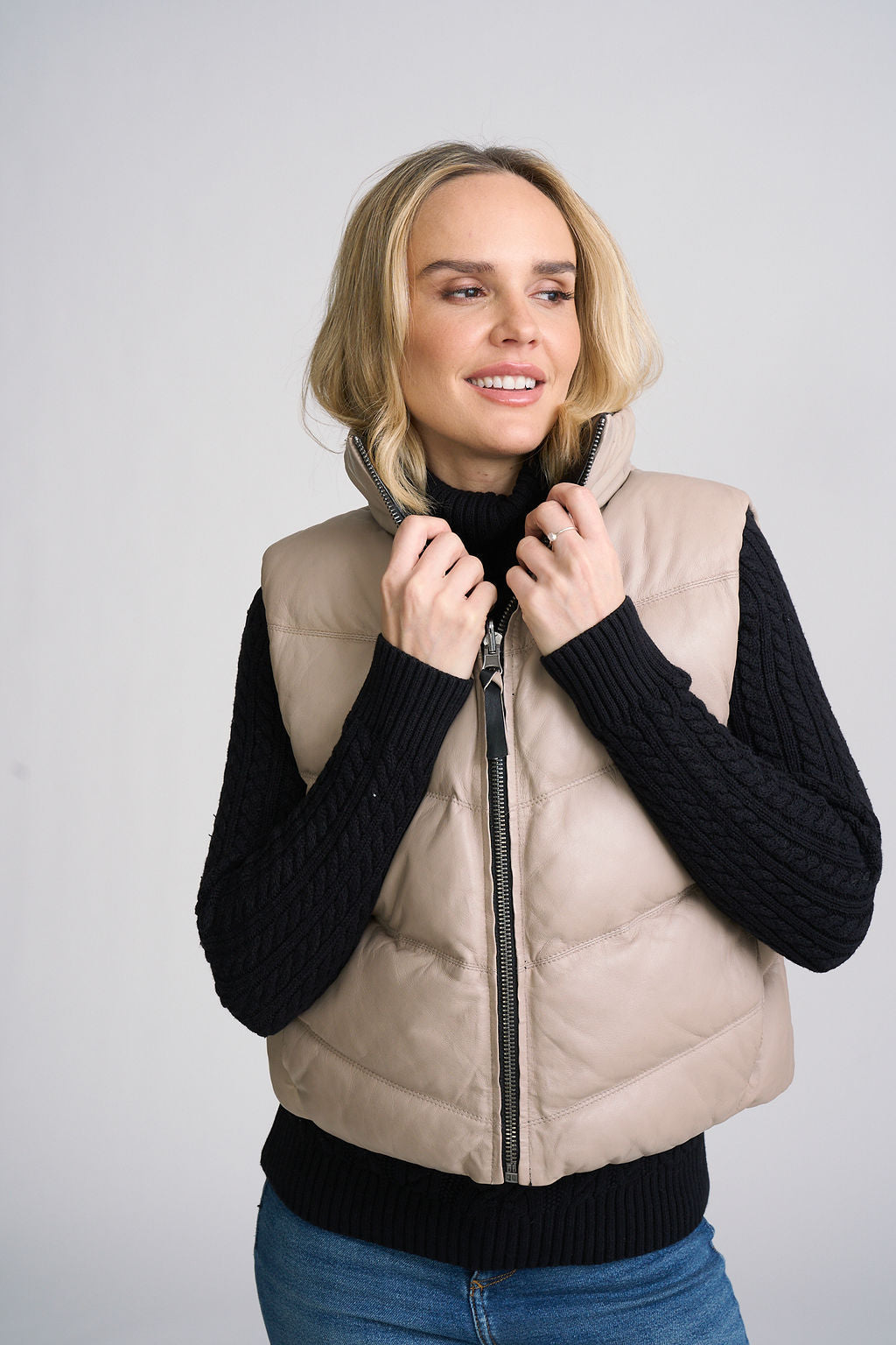 Ellen OS Leather Vest - Reversible