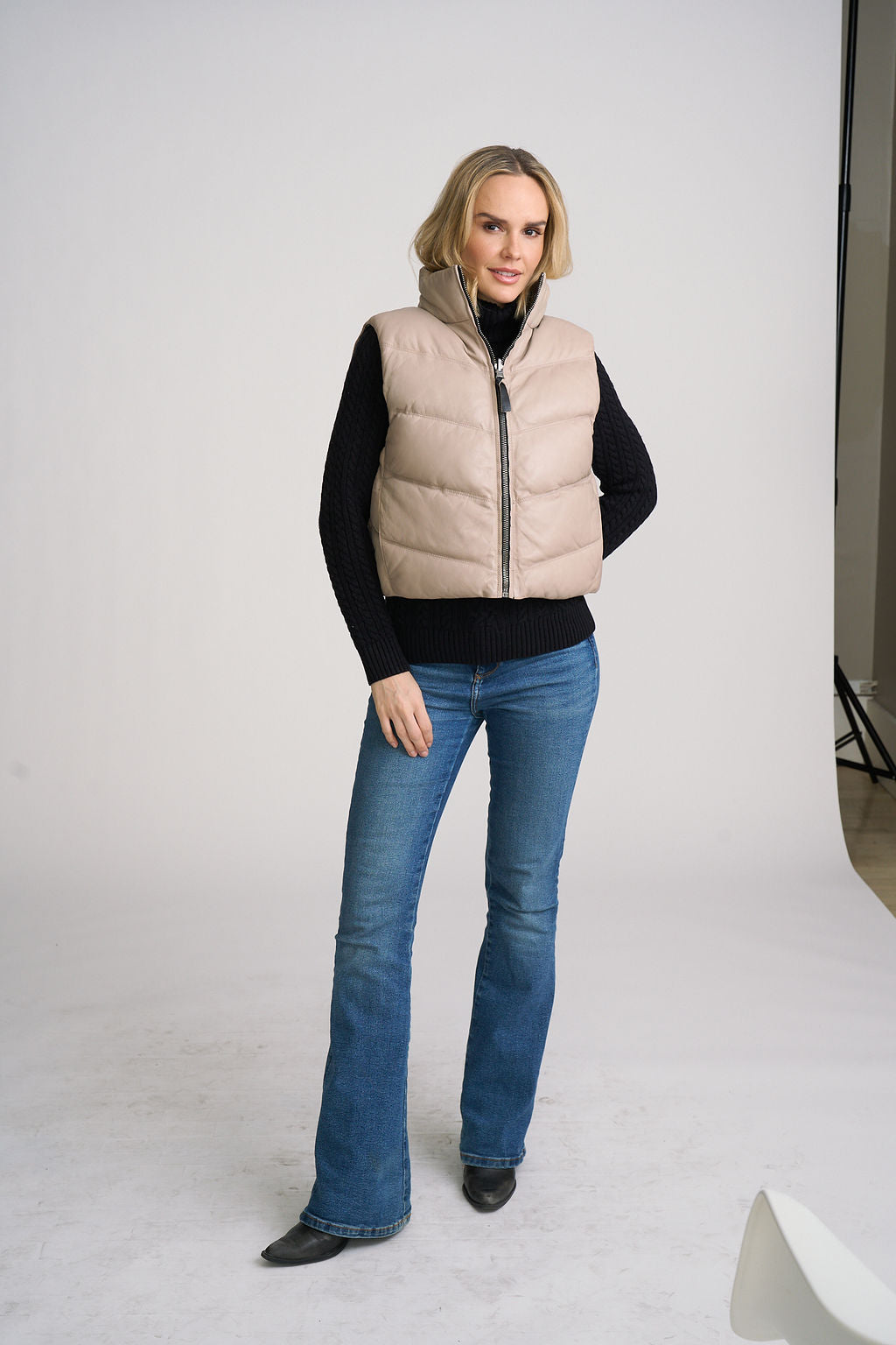 Ellen OS Leather Vest - Reversible