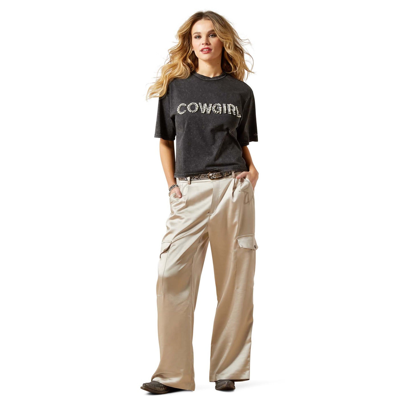 Cowgirl in satin cargo pants - F25_WMS_WEST_10065990