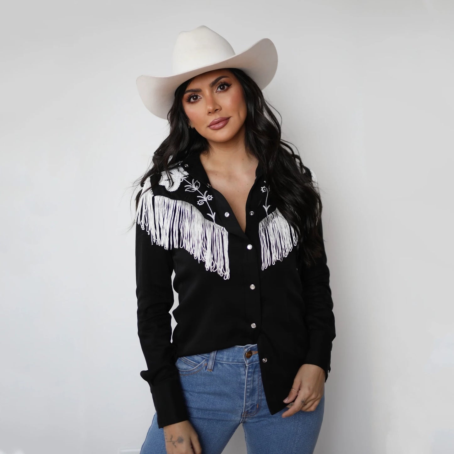 H Bar C Taos Women's Fringe Shirt - Black