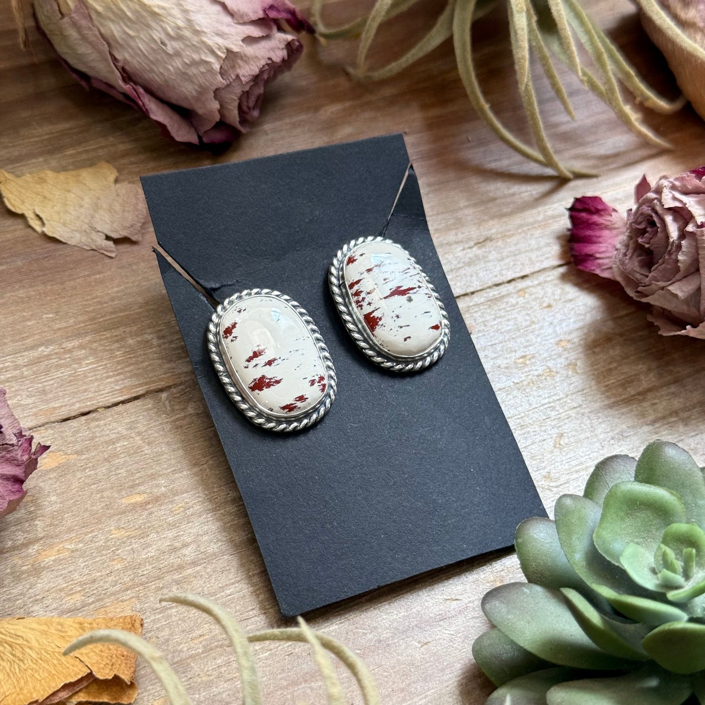 50 - Sterling Silver Red Buffalo Stud Earrings by Jason Ogg
