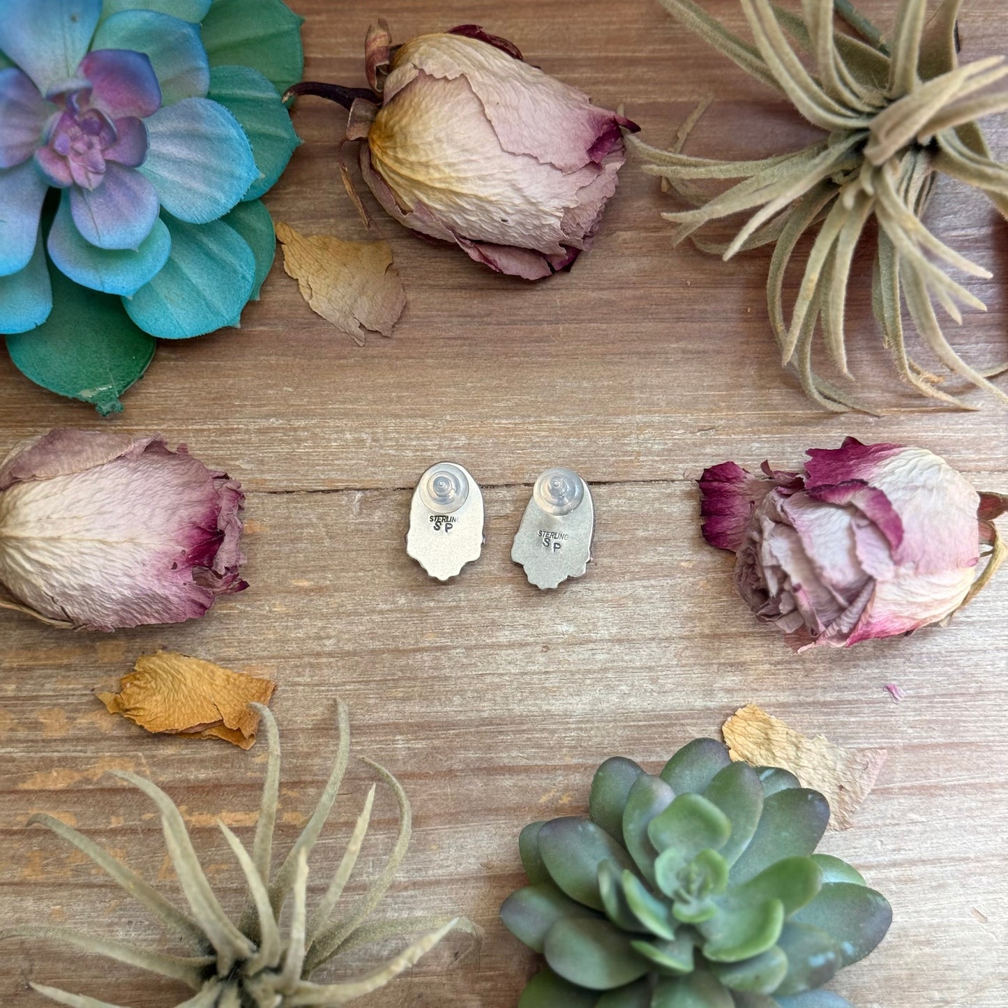 47 - Sterling Silver Golden Hill Turquoise Stud Earrings by Jason Ogg
