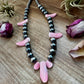 NFR Collection Necklace – 8mm & 14mm Sterling Silver Pearls with Pink Conch Shell – 23"