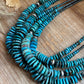 Dark Blue Turquoise Graduated Necklace with Sterling Silver Pearls & Hematite – 23”