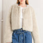 LONDON FLARE CREAM FAUX FUR CROP JACKET