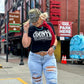 Woman in country outfit in Nashville