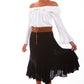 Woman in white top, black skirt, and sandals