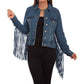 HC711-DEN denim jacket with fringe