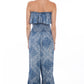 HC744-LBL-BK Blue Bandana Print Jumpsuit