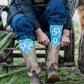 Cowboy boots with patterned socks
