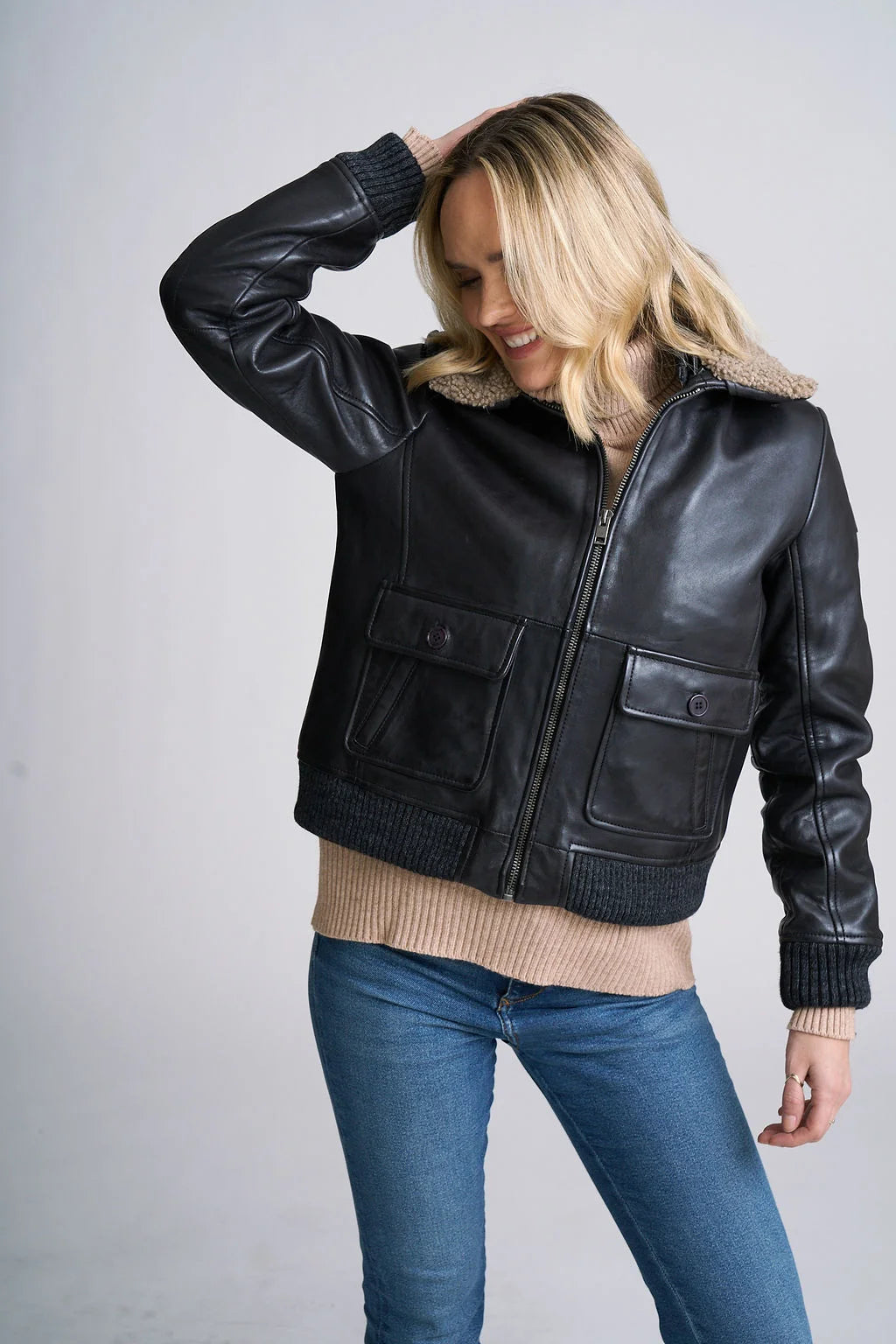 Hiver CF Leather Jacket by Mauritius in Black