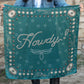Jade silk scarf with Howdy and concho design
