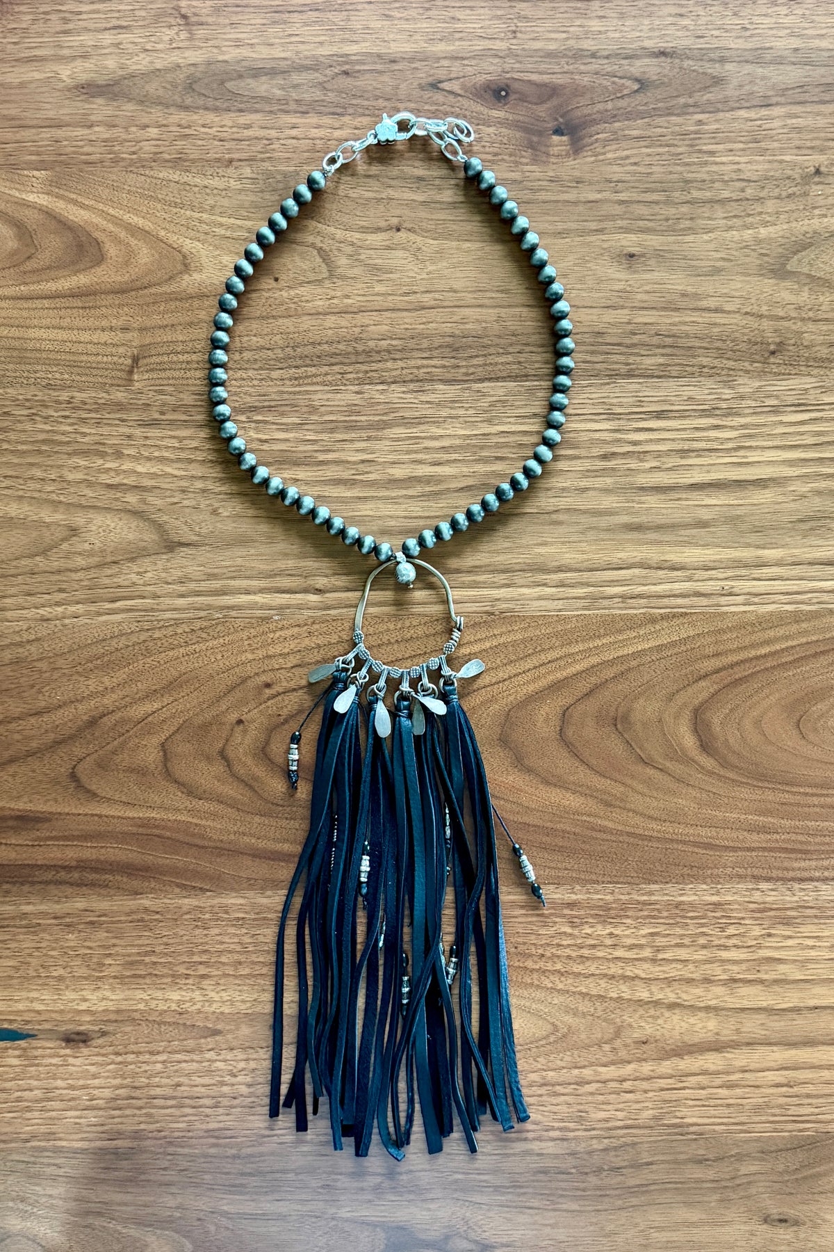 Deersuede Fringe on Afghani Pendant Necklace by Amy Kaplan