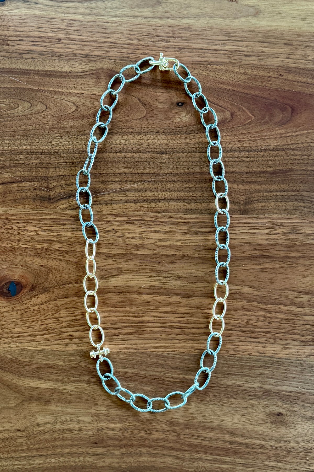 Gold & Silver Chain Y Necklace  by Michele Busch