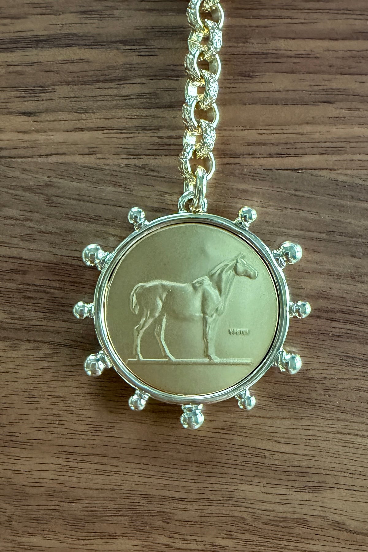 Gold Necklace with Horse Medallion as Seen on Dutton Ranch by Michele Busch