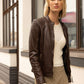 Alisah RF Leather Jacket, Dark Brown