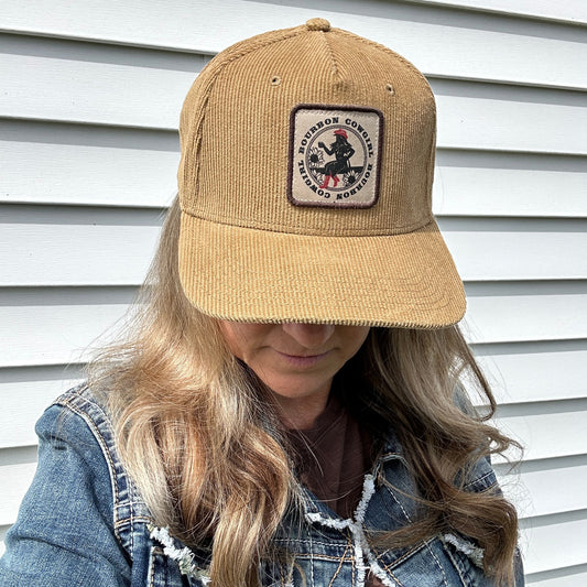 Khaki Corduroy Bourbon Cowgirl Patch Trucker Hat