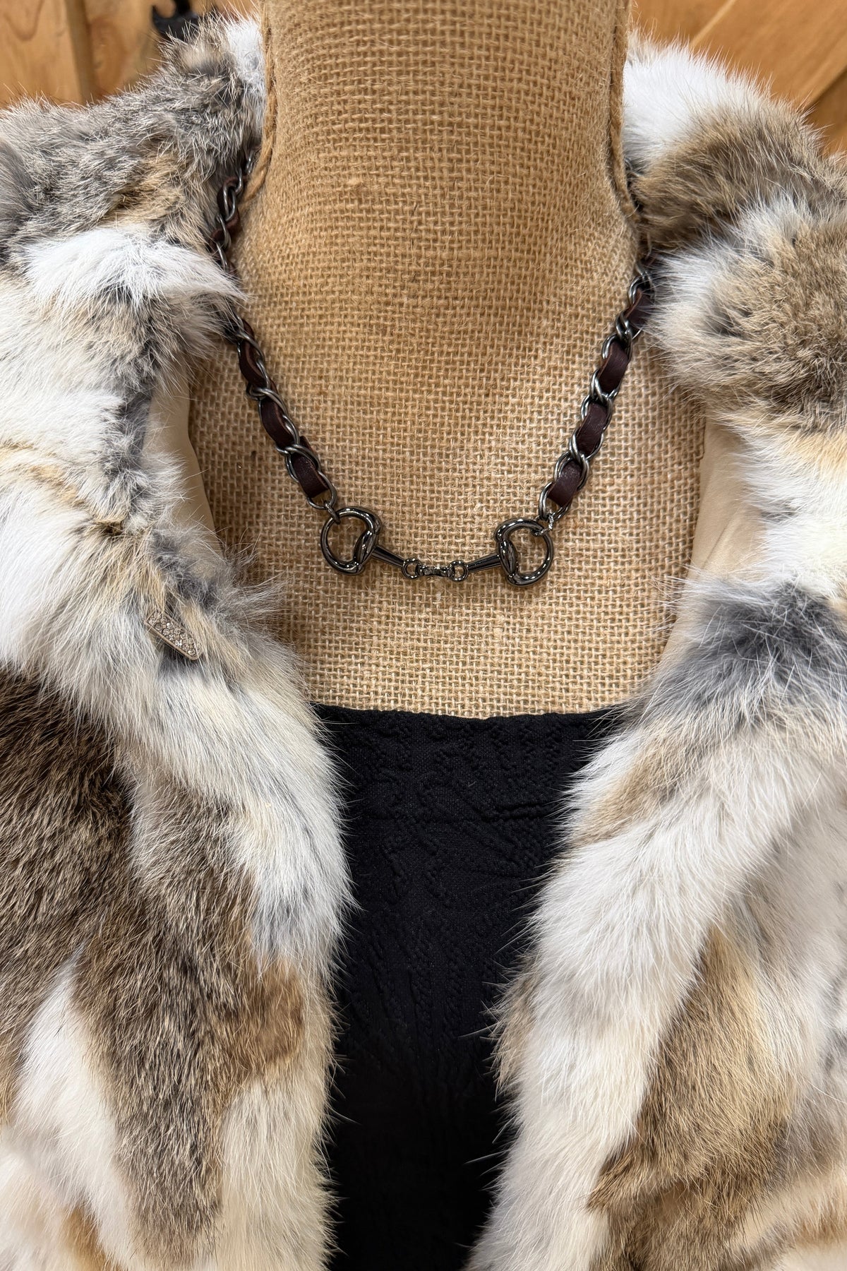 Gunmetal and Leather Horse Bit Necklace by Amy Kaplan