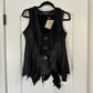 Deerskin Ragged Leather Vest by Pat Dahnke -Black