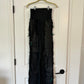 Chap Full Fringe & Feathers Ragged Leather Pants by Pat Dahnke -Black