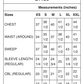 L1120 Measurements Chart - Chest, Waist, Sleeve Length, etc.