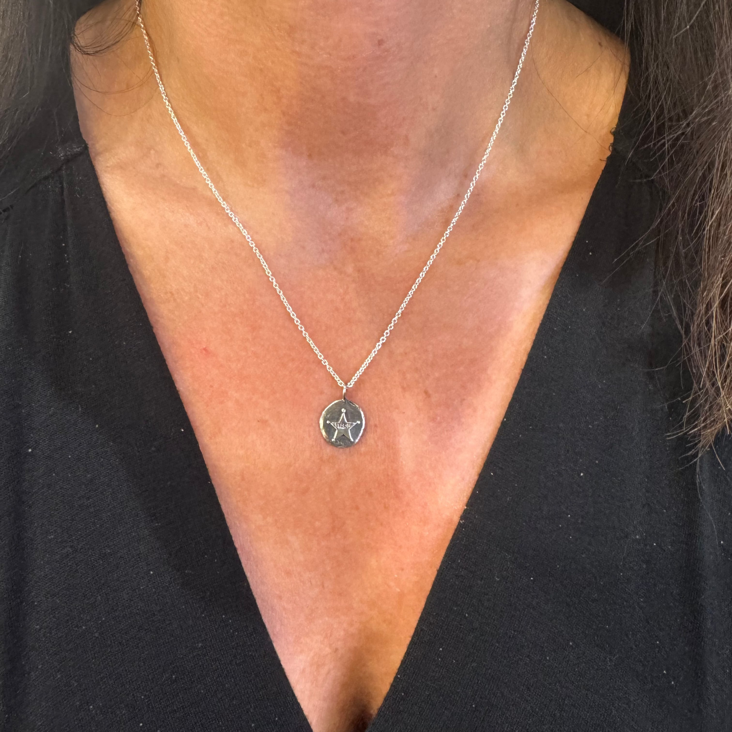 Sheriff Cutie Sterling Silver Badge Necklace