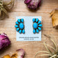 Sterling Silver Kingman Turquoise Half Cluster Earrings – Native Made by E. Richards (Navajo Artist)