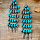 Sterling Silver Kingman Turquoise Dangle Earrings – 5 Inch Statement Design – Native Made by Geraldine James – Navajo Handmade