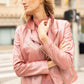 Sofia RF Leather Jacket, Rose Metallic